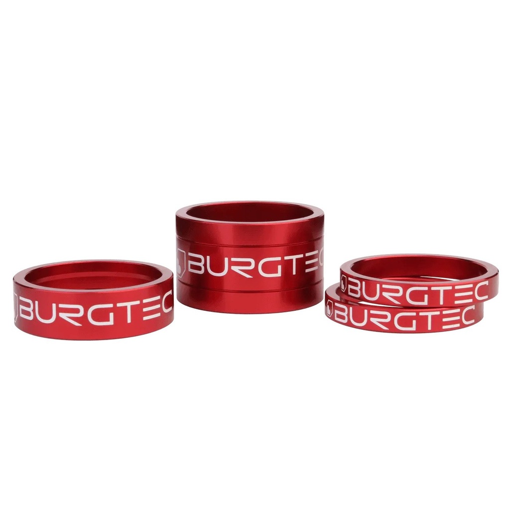 Burgtec - Stem Spacers - Race Red (5mm Spacer x2, 10mm Spacer, 20mm Spacer)