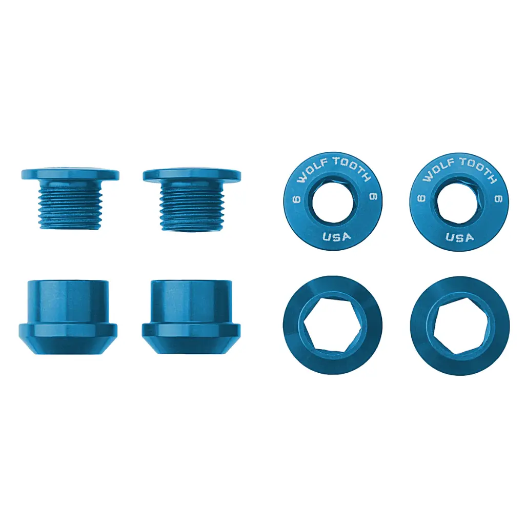 Wolftooth - Set of 4 Chainring Bolts+Nuts for 1X - Azul