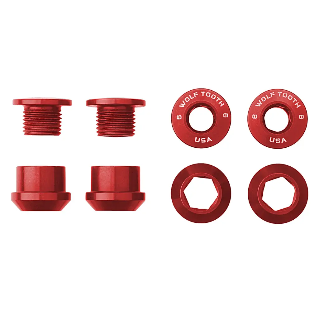 Wolftooth - Set of 4 Chainring Bolts+Nuts for 1X - Rojo