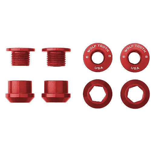 [WTPLT4-1030TROJO] Wolftooth - Set of 4 Chainring Bolts+Nuts for 1X - Rojo