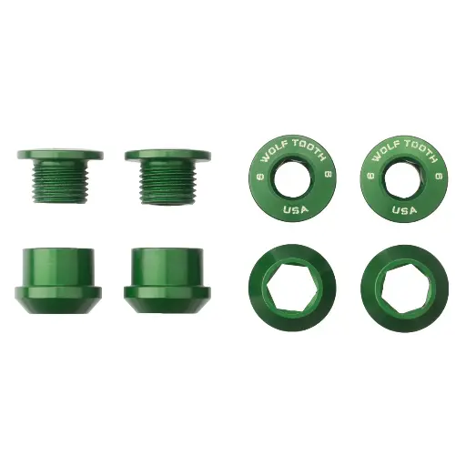 [WT-4CB10GRN] Wolftooth - Set of 4 Chainring Bolts+Nuts for 1X - Verde